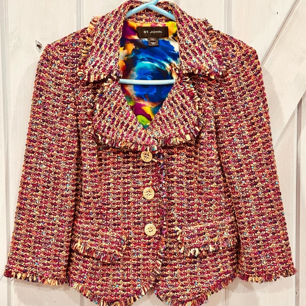 St John Multi Color Fringe Blazer